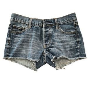 💕 2 for $25I LOVE H81 Denim Shorts raw hem size 26. Forever 21